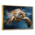 thumbnail image 2 of Designart "Oceanic Tranquility with Tidal Turtle I" Animals Framed Wall Art - Modern Farmhouse Blue Turtle Living Room Framed Canvas Art, 2 of 6