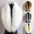thumbnail image 2 of Eosunjian Women Winter Scarf Cozy Fuzzy Imitation Fur Solid Color Soft Lightweight Thickened Warm Decorative Collar Shawl Neck Wrap (Beige), 2 of 13