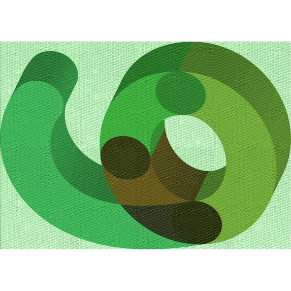 Ahgly Company Indoor Rectangle Patterned Stoplight Go Green Area Rugs, 2' x 5'