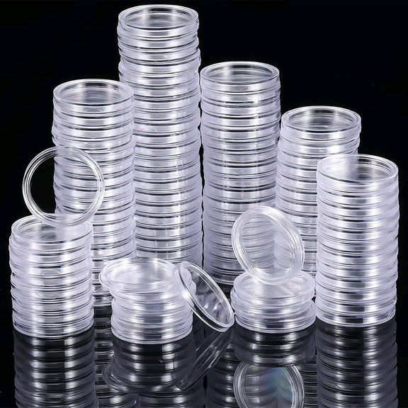 Manunclaims 20 Sets Clear Plastic Coin Capsules, Coin Holder Capsule Protector Collection Clear Coin Storage Box for Awards Ceremony (19/24/29/34/39/46MM)