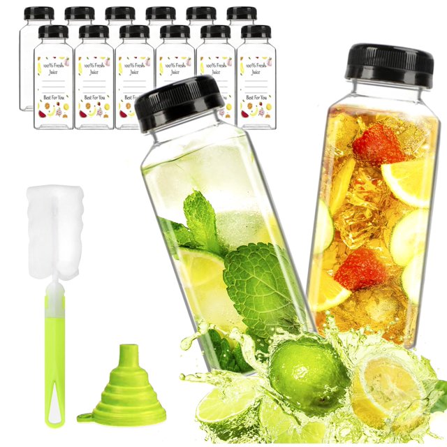Botellas de plástico para zumo ztarraum, 12 unidades, 350 ml, con accesorios