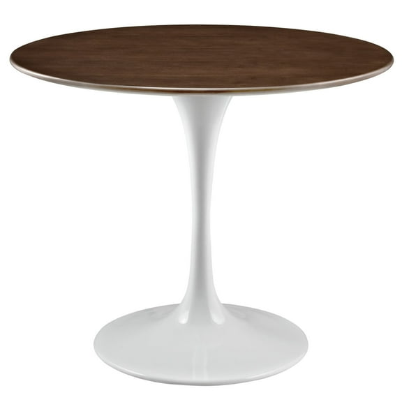 Modway Lippa 36" Round Walnut Dining Table in Walnut