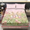 thumbnail image 4 of Jiueut Rabbit Easter Egg Tulip Print Twin XL Size Bed Sheet Set of 3, Easy to Clean Bedroom Sheet Set with 9.8 inches Deep Pocket 2 Pieces Soft Pillow Case for Women Men, Easter's Day Decor, 4 of 7