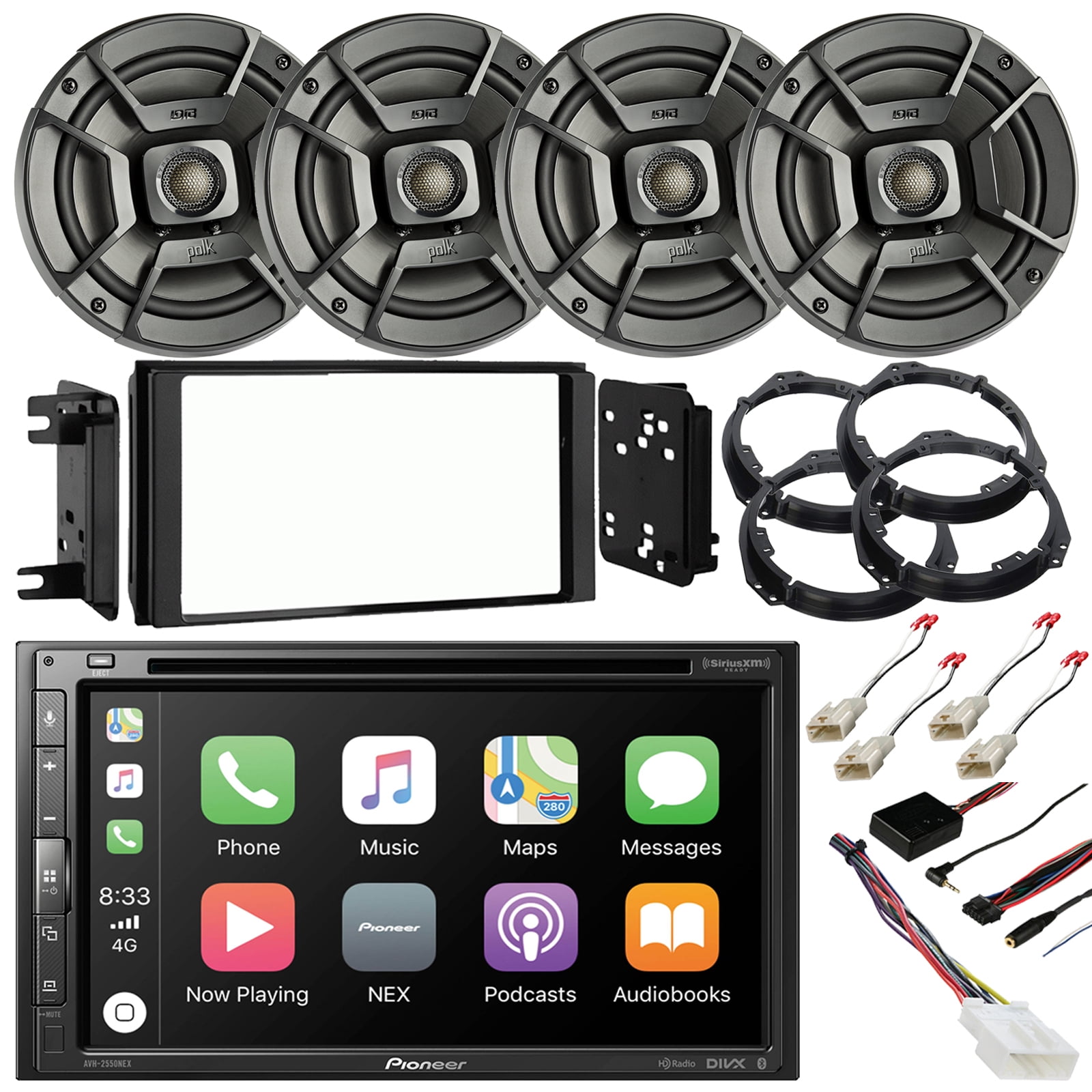 Pioneer 6.8" DoubleDIN Touchscreen Multimedia DVD Bluetooth Apple CarPlay Receiver, 4x 6.5" 300