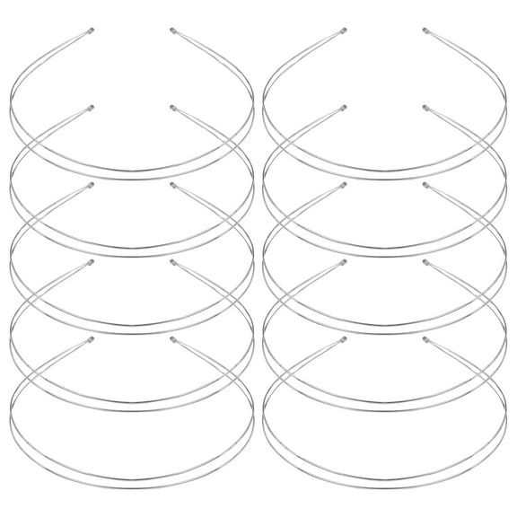 10 Pack Silver Skinny Thin Slim Wire Double Layered Metal Headbands Base Elastic Alice Hairbands Crown Tiara Hair Hoops DIY Craft Bands Party Headpieces Hair Accessories for Women