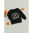thumbnail image 3 of Wassery Infant Baby Halloween Clothes for Boys Girls Toddler Autumn Winter Sweatshirts Long Sleeve Round Neck Pumpkin Spider Web Letter Print Pullovers Tops Halloween Costume 6M-4Y, 3 of 8