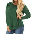 thumbnail image 4 of Mifater Plus Size Tops for Women Long Sleeve Crewneck Tunic Tops Casual Spring Blouse Side Split Tunics Shirts Green Tees, 4 of 6