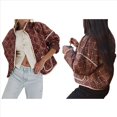 thumbnail image 2 of Chaqueta Acolchada Corta con Estampado Floral Vintage para Mujer, Chaqueta Corta Abierta Al Frente, Ropa de Abrigo Café M, 2 of 6