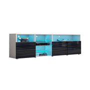 Roma 79" TV Stand Matte Body High Gloss Doors with 16 Color LEDs
