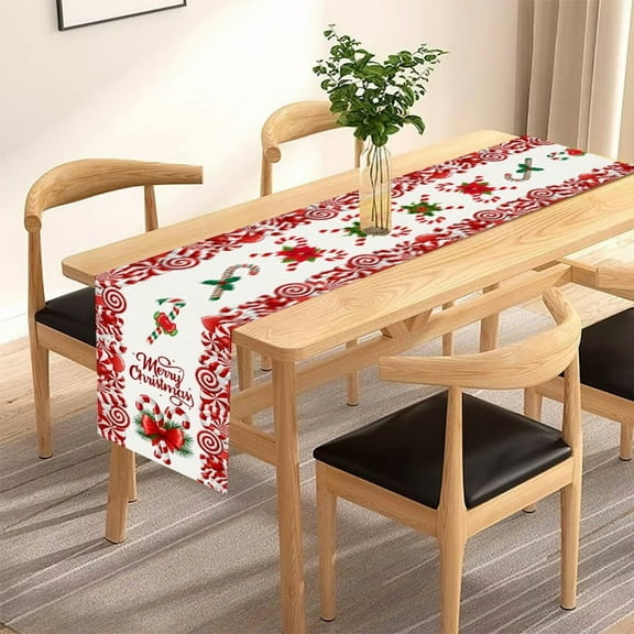 Cinvoph Christmas Table Runner Candy Cane Table Runners Rustic Table Runner for Xmas Indoor Home Kitchen Table Party Decorations 13"x72"
