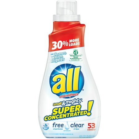 (2 pack) all Small & Mighty Super Concentrated Liquid Laundry Detergent, Free Clear for Sensitive Skin, 40 Fluid Ounces, 53