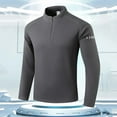 thumbnail image 2 of Men's Sports Shirts Long Sleeve Stand Collar 1/4 Zipper Solid Color Pullover Stretchy Tops Warm Thermal Workout Fitness (4XL, Dark Gray), 2 of 6
