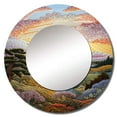 thumbnail image 2 of Designart "Sunrise Over The Countryside In Provence" Countryside Rund Mirror For Wall Decor - Large Pink Round Print Mirror - Round Country Mirror - Wall Mounted Round Large Mirror - 36" x 36", 2 of 6