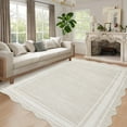 thumbnail image 2 of Geetinfly 8*10FT Area Rugs 1200Gsm 100% Polyester Rug 350Gsm Velvet Weight Pearl Velvet Washed Back Folded Imitation Print Carpet - Modern - Plain off white, 2 of 8