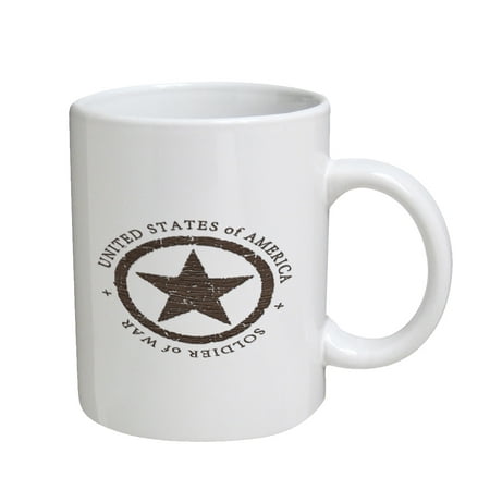 

KuzmarK Coffee Cup Mug 11 Ounce - Military Soldier Of War Wood Star