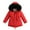 Red, variant on Winter Jackets for Kids Girls Fleece Coat with Pocket Hooded Casual Jacket Youth Zipper Windproof Outwear Girls Wall Mounted Coat for 3-14Y