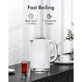 thumbnail image 2 of LONGDEEM 1.7L Electric Tea Kettle, 1500W Fast Heating, Stainless Steel, Auto Shut-Off, White, 2 of 7