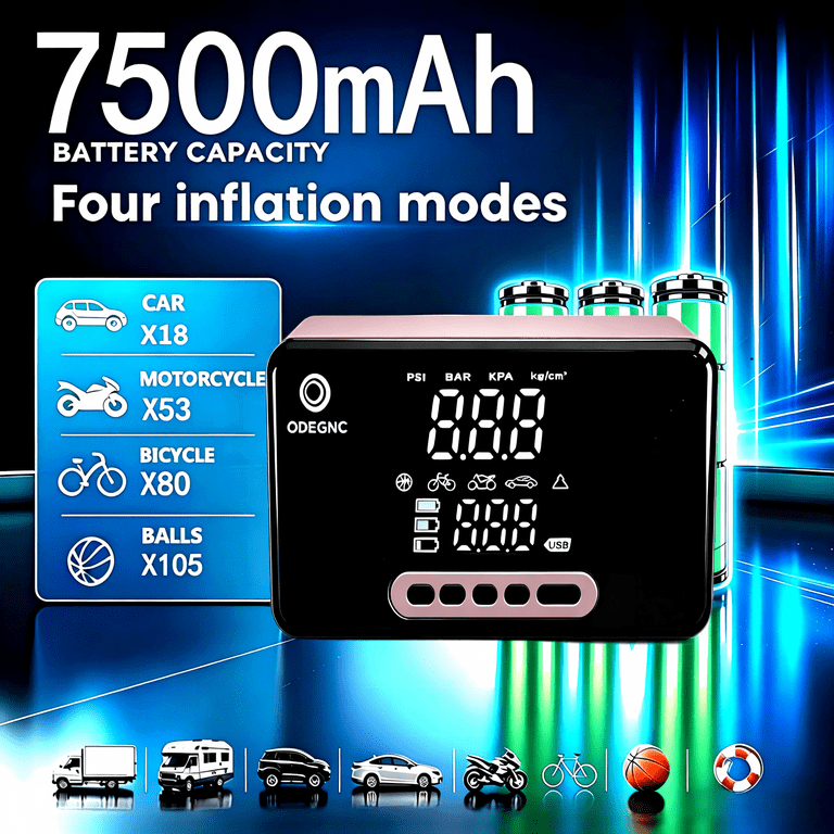 ODEGNC Cordless Tire Inflator, 160PSI Portable Air Compressor photo 5