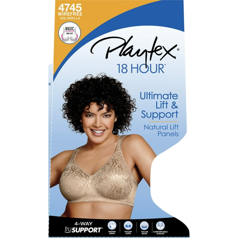 Playtex 18 Hour Ultimate Lift & Support Wireless Bra Black 44D