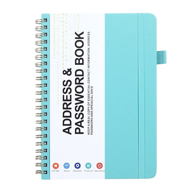 Spiral Address Book with Alphabetical Tabs, Leather Password Book, Address Organizer Telephone Notebook Journal Keep Contact Safe Hardcover Large Print for Seniors Home Office