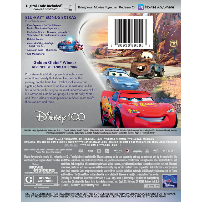 Cars - Disney100 Edition Walmart Exclusive (Blu-ray + DVD + Digital Code)