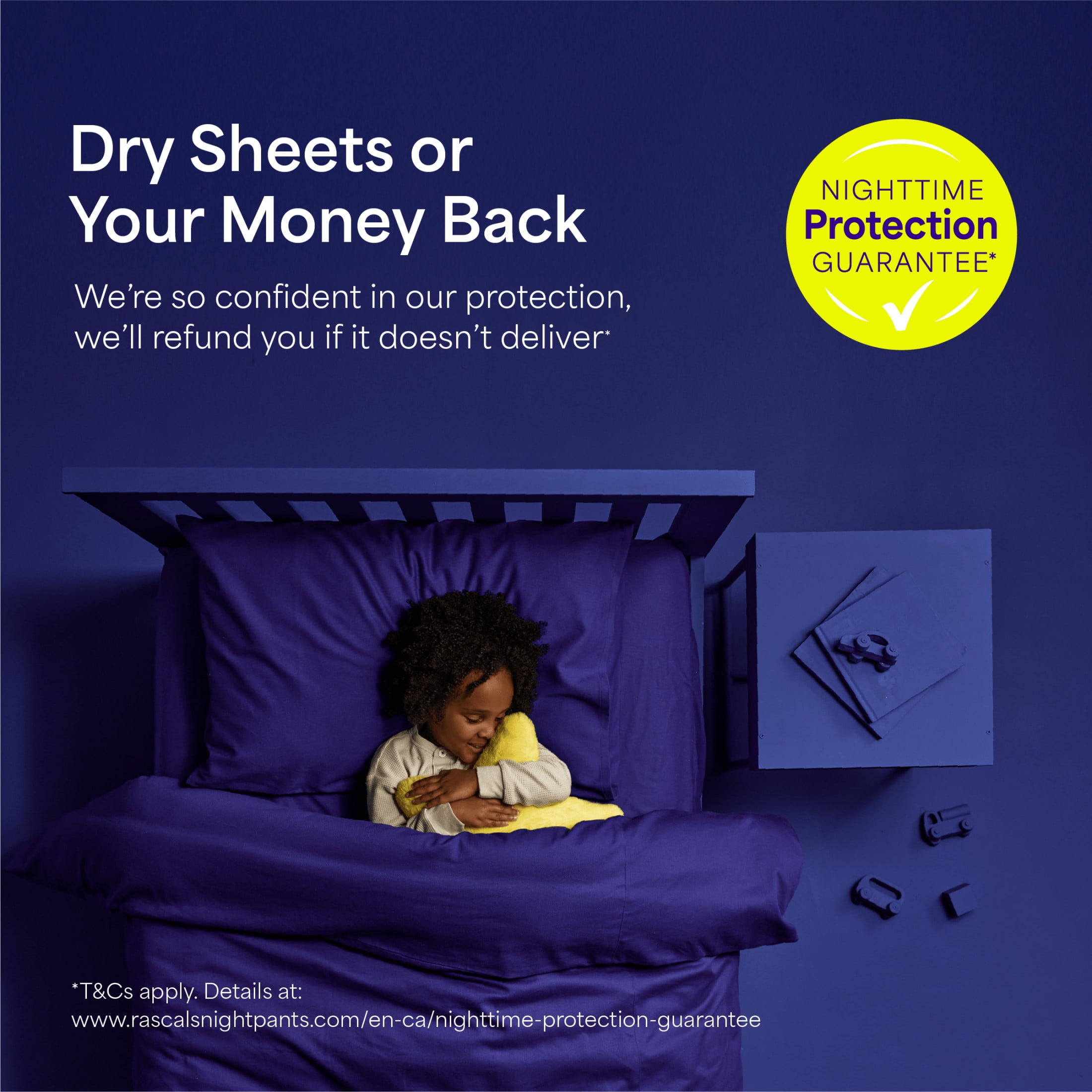 Rascals Night Pants, Absorbent Disposable Girls Nighttime Bedwetting Underwear, L (64-99 lbs), 34 Count, Night Pants