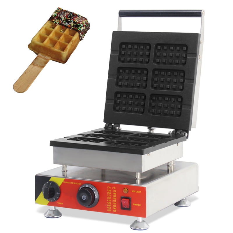 Commercial Nonstick Electric Rectangular Belgium Waffle Maker Iron Baker Machine 