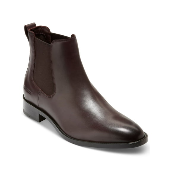 COLE HAAN Mens Brown Padded Heel Pull-Tab Water Resistant Goring Hawthorne Almond Toe Block Heel Chelsea Boot 10.5 M