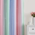 thumbnail image 2 of Cortina XiDi Rainbow con estampado de estrellas de doble capa, rosa, verde y azul, 2 of 8