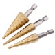 thumbnail image 4 of Juego de brocas escalonadas con ranura recta HSS, 3 uds., 3-12mm, 4-12mm, 4-20mm, cortador de agujeros de Metal y madera recubierto de titanio, juego de brocas de núcleo, 4 of 5