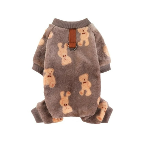 BAIANNAN Soft Flannel Dog Pajamas for Small Medium Large Dogs, Cartoon Animals Bear Dinosaurs Print Puppy Onesie Winter Dog Jumpsuit