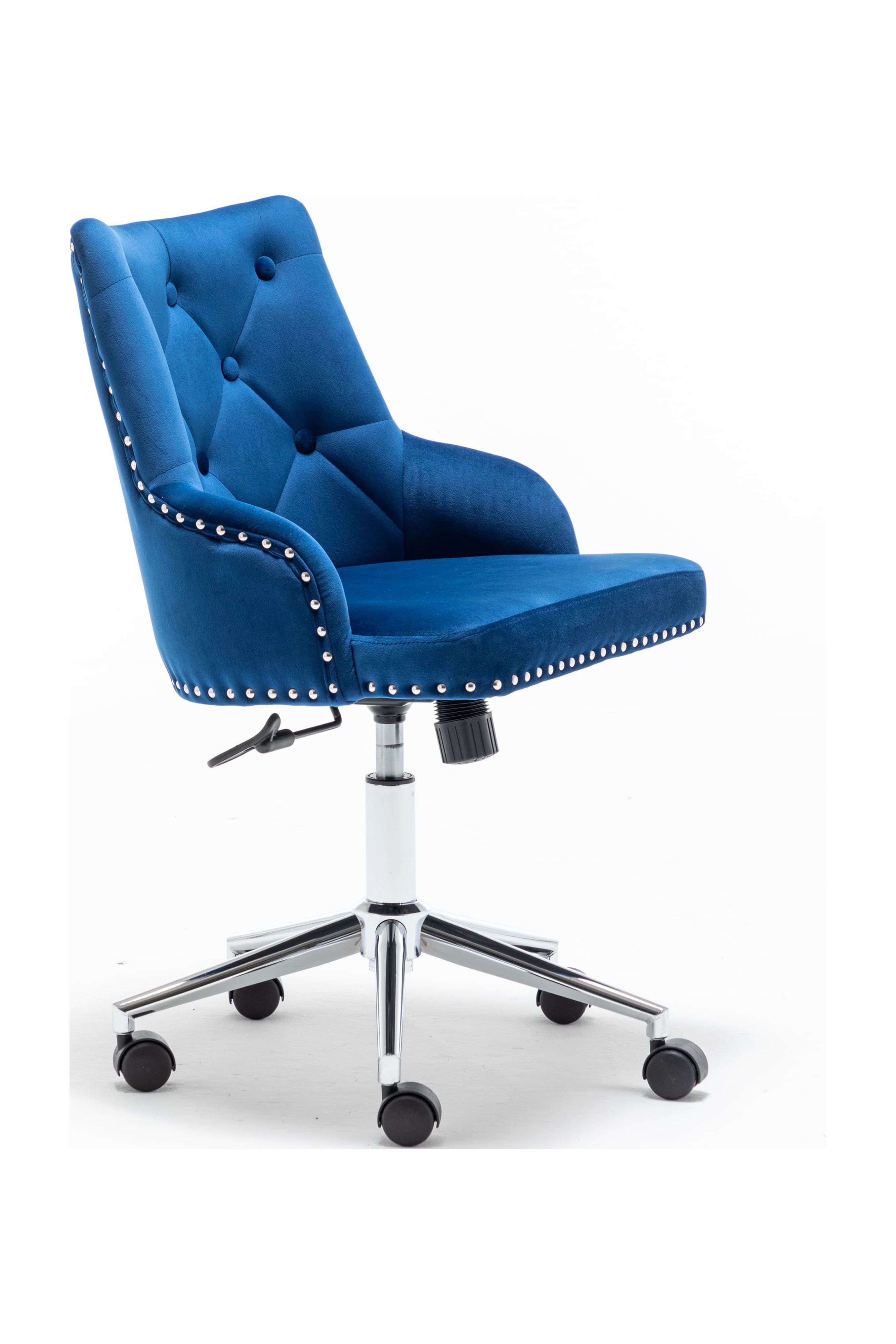 Kepooman Velvet Office Chair, Adjustable Rotatable Home Dressing Chair with Backrest and Wheels, Blue Kepooman Velvet Office Chair, Adjustable Rotatable Home Dressing Chair with Backrest and Wheels, Blue