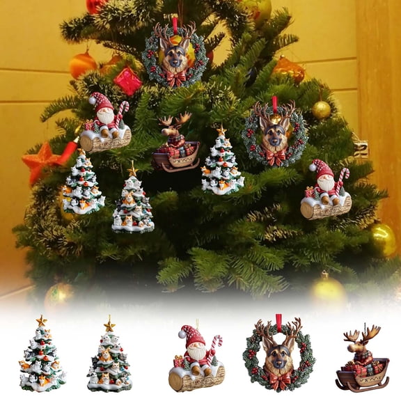 Fwttom Christmas Tree Decorations - 2D Flat Hanging Christmas Ornaments, Exquisite Party Holiday Decor for Xmas Tree, Wreath