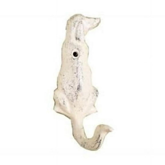 Handcrafted Model Ships K-0950-W 6 in. Whitewashed Cast Iron Dog Hook