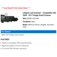 thumbnail image 2 of Liftgate Lock Actuator - Compatible with 2008 - 2017 Dodge Grand Caravan 2009 2010 2011 2012 2013 2014 2015 2016, 2 of 2