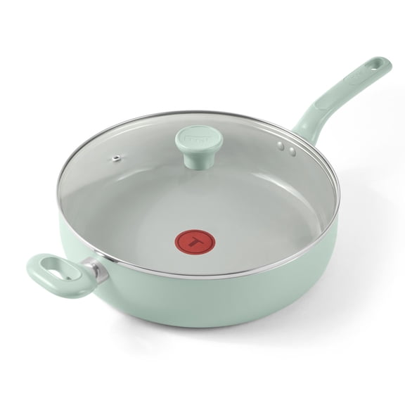 T-fal Easy Care 5 Quart Ceramic Nonstick Jumbo Cooker with Lid, Mint Green