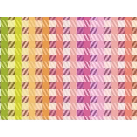 Pack of 1, Rainbow Gingham 24" x 417' Half Ream Roll Gift Wrap for Holiday, Party, Kids' Birthday, Wedding & Special Occasion Packaging