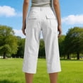 thumbnail image 5 of Dwellite Womens Wide Leg Cargo Pants Summer Hiking Capris Lightweight Ladies Casual Pant Travel with Pockets White L, 5 of 5