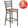 thumbnail image 2 of Flash Furniture 2 Pack HERCULES Series Silver Antique Finish with Clear Coat Ladder Back Metal Restaurant Barstool - Cherry Wood Seat, 2 of 8