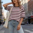 thumbnail image 6 of Byworldtasic Oversized Striped T-Shirts for Women Summer Color Block Short Sleeve Tops Drop Shoulder Boxy Tees, 6 of 8