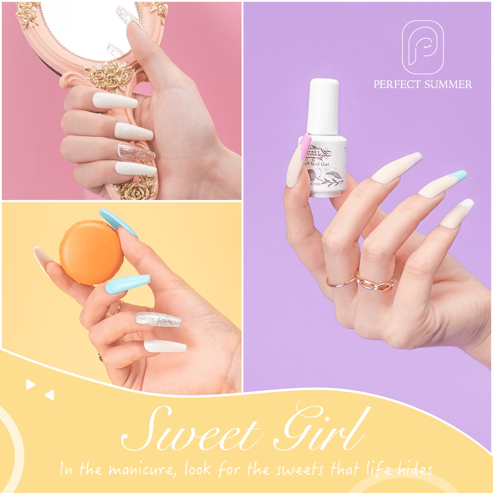 Perfect Summer Gel Nail Polish Kit, 20 Colors Gel Polish Macaron Soft Mist UV Nail Polish Gel Set with Glossy Base Top Coat Matte Coat, Manicure DIY Salon Nail Art Gift for Women Girls