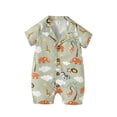 thumbnail image 1 of FOCUSNORM Bébé Garçons Filles Été Combinaison Casual Manches Courtes Bouton vers le Bas Revers Court, 1 of 8