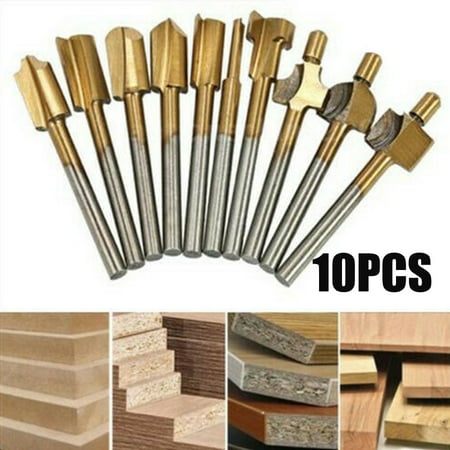 

10 PCS/Set 3mm Titanium Mini Hss Router Bits Trimmer Shank For Rotary Tool