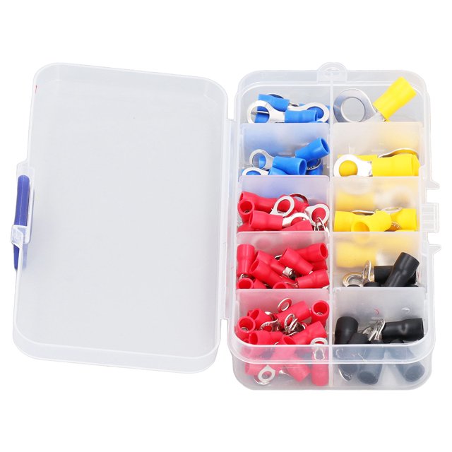 Ccdes 102PCS Isolé Anneau Terminal 10 Différentes Spécifications Ignifuge Fil Connecteurs Assortiment Kit, Isolé Fil Connecteurs Électriques, Fil Serti Connecteur Terminal