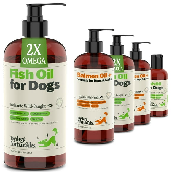 Deley Naturals Fish Oil for Dogs - Icelandic Fish Oil Omega 3 for Dogs - Dog Supplements with Omega 3 6 9 for Skin, Coat & Immunity - Omega 3 for Dogs Vitamins and Supplements - Made