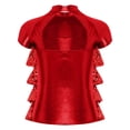 thumbnail image 5 of inlzdz Kids Girls Short Sleeve Metallic Mesh Tiered Sequined T-shirt Sparkly Club Party Dance Performance Wear Red 12, 5 of 6