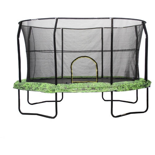 Jumpking Oval 8 Apos X 12 Apos Trampoline With Enclosure Green Graphic Pad Walmart Com Walmart Com