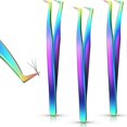 thumbnail image 1 of Set of 3 Eyelash Extension Tweezers Curved False Eyelash Tweezers Stainless Steel Precision Tweezers-Rainbow, 1 of 4