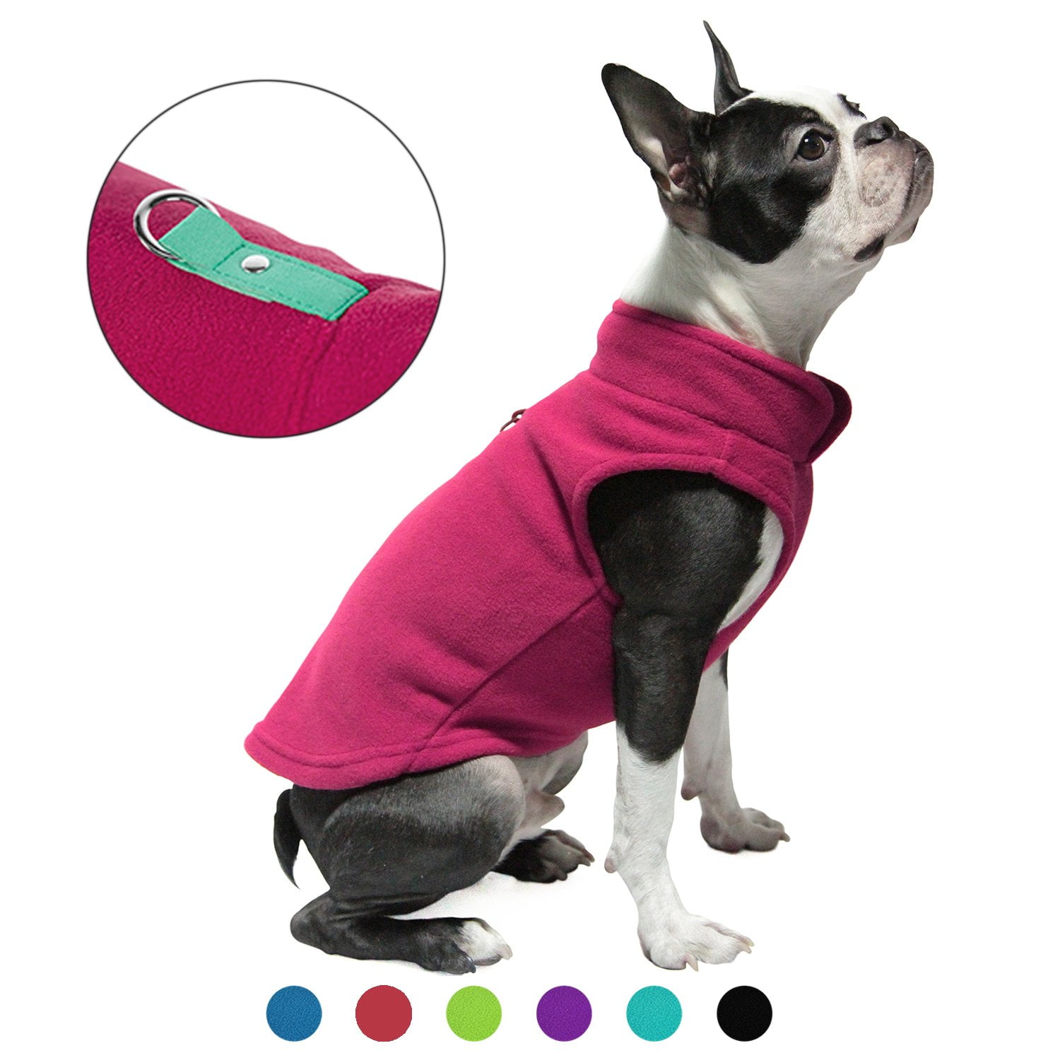 Gooby Dog Fleece Vest Fuchsia, Small Pullover Dog Jacket with Leash