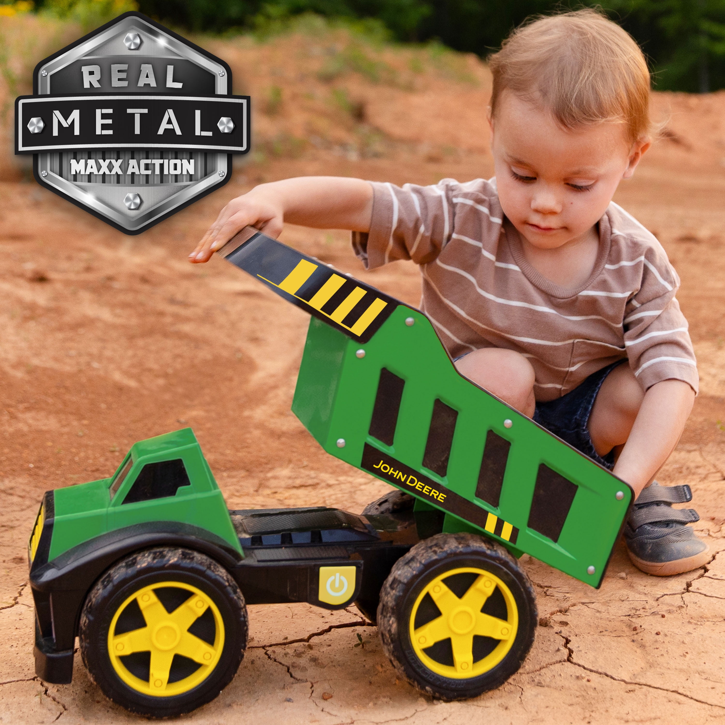 John Deere 16" Metal Dump Truck with Lights & Sounds, Children Ages Ages 3
